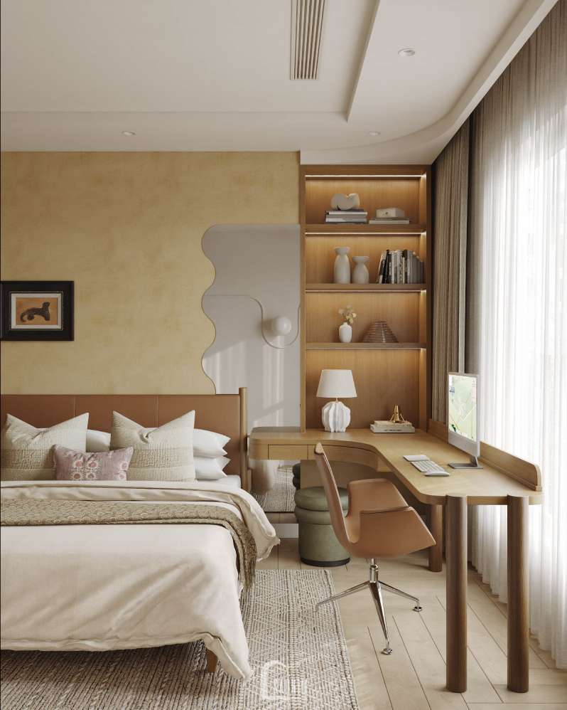 Không gian phòng ngủ Master tiện nghi trong thiết kế chung cư 3 ngủ dự án Viha Complex Leciva
